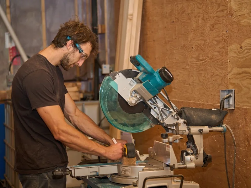 Workshop scene showing sauna craftsmanship and construction